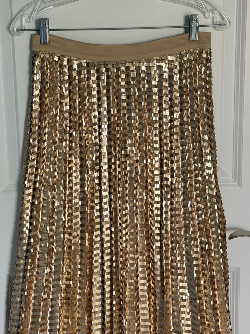 Maeve by Anthropologie Gold Natalia Sequined Midi Skirt Size 2 54474